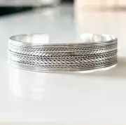 Hammered Vintage Sterling Silver Cuff Bracelet gift for her