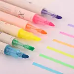 多 6 色彩虹雙寫可愛韓國日本永久熒光筆記號筆