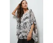 NONI B - Womens Tops - Double Layer Lurex Print Top - Ivory