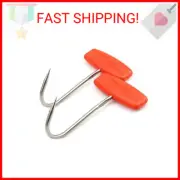 TIHOOD 2PCS Meat Hooks for Butchering,T Shaped Boning Hooks with Handle 6 inch S