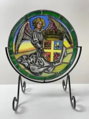 One Of A Kind stained glass Round window panel With Stand City Of St Augustine