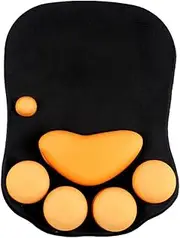 Cat Paw Mouse Pad with Wrist Support Soft Gel Wrist Rest Pad Cute Design - Cushion Comfort Mousepad Computer Mac Laptop Mouse Mat Desk Decor (Black)