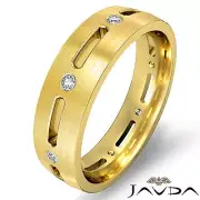 Round Diamond Bezel Eternity Wedding Mens Dome Band Ring 14k Yellow Gold 0.15Ctw