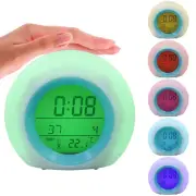 Kids Alarm Clock LED Digital Clock 7 Color Changing Night Light Bedside FaaKy