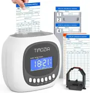 Time Clock w/ Passcode, Auto-Align Time Card Machine, 6 Punches White