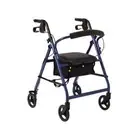 Medline Walker Aluminum Lightweight Folding 4-Wheel Rollator PVC Hand Grips Blue