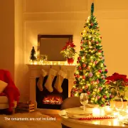 Costway198cm Full Christmas Decoration Artificial Pencil Tree with 708 PVC Branch Tips