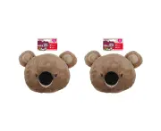 2x Rosewood Kookie Koala Bear Head Plush Squeaker Pet Dog Interactive Toy Brown