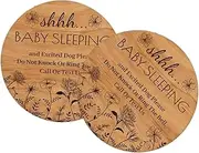 ibasenice 2pcs Sleeping Sign Wooden Hanger Hollow Out Door Sign for Bedroom Eye Catching Wall Hanging Plaque Decor High Density Board for Nursery and Home Use