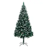 Artificial Christmas Tree with Pine Cones and White Snow 210 cm vidaXL