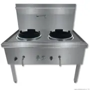 GasMax Stainless Steel Waterless Nature Gas Double Wok Chimney Burner - Woks (WW-2NC) - WW-2NC