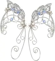 [NOLITOY] Earrings for Women 1 Pair Silver Stud Leaf Ear Cuffs Clip-on Fairy Ear Cuffs Non-piercing