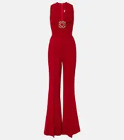 [Elie Saab] Elie Saab Gathered embellished cady jumpsuit AU 18 red