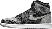 [NIKE ZOOM] Men's Jordan 1 Retro High OG Rebellionaire Blk/Wht-Particle Grey (555088 036) - 12