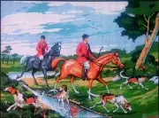 Needlepoint tapestry painted canvas D496 - Hunting (18"x24") GobelinL