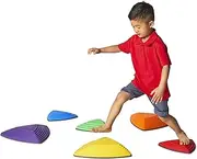 GONGE River Stones - The Original Non-Slip Stepping Stones for Kids - Balance, Coordination, Motor Skills - Vibrant Colors - Set of 6