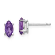 14k White Gold 7x3.5mm Marquise Amethyst Earrings