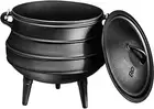 Pre-Seasoned Cauldron Cast Iron | 8 Quarts - African Potjie Pot with Lid | 3 ...
