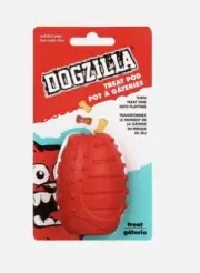 Dogzilla Treat Pod Dog Toy Red Small Puppy Agressive Chewing Durable Dispense
