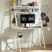 Tall Gaming Desk with Shelves, Pegboard and LED Lights, 40 Inch Computer Desk wi