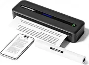 Mobile Portable Printer Small A4 Compatible with Apple iPhone iPad Android Laptop - Wireless Bluetooth Thermal Printer for On The Go & Home - Black White Printer for 216/210/110/80/53 Thermal Paper