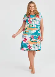 [Taking Shape] Taking Shape Bamboo Holiday Print Nightie Size 12 in Print - Plus Size Women's Clothing Print