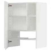 METOD wall cb f extr hood w shlf/door, white/Voxtorp matt white, 60x80 cm