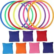 KOMBIUDA Family Fun Toss Rings Bean Bag Toss Game Safe Plastic Rings for Boys and Girls Random Color