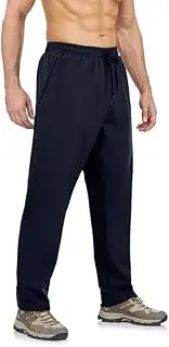 [BondiTrekk] Elastic and Water-Repellent Men's Hiking Trousers, Lined Fleece Trousers with 3 Zip Pockets, Navy, M