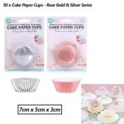 50 x Foil Cupcake Paper Liners Muffins Patty Pans Kitchen Baking Cups Cake Cases