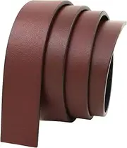 [Mealoodiousmusea] Men Belt Without Buckle 3.5cm Width Adjustable Holeless PU Leather Belt Red Brown