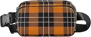 [Amooorous] Orange Brown Square Trendy Fanny Pack Waist Bag for Men Women Mini Crossbody Passport Bag with Adjustable Strap for Workout Running Hiking, Orange Brown Square, 1 size