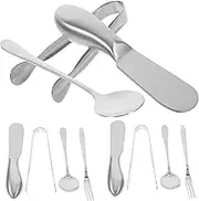 Ciieeo Sturdy Cheese Tool Set Fork Knife Spoon Mini Tong for Cheese Dessert Sugar Easy to Clean for Kitchen