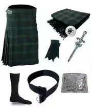 8PCS Mens Kilt Outfit Traditional Highland 5Yard Kilt Set Scottish Wedding Dress