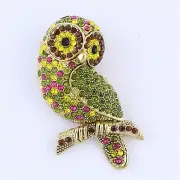 Charming Multi-Color Rhinestone Crystal Owl Brooch Pin B1164