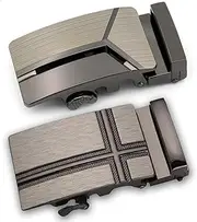 [IKOPFLN] Pack of 2 Men's Belt Buckles 35 mm – Automatic Belt Buckles – Belt Buckles for Changing – for Belt Buckle Individual Automatic Adjustable Belt Accessories (A), black, Medium