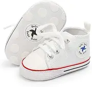 [UARO] Baby Boys Girls Star High Top Sneaker Soft Anti-Slip Sole Newborn Infant First Walkers Canvas Denim Shoes