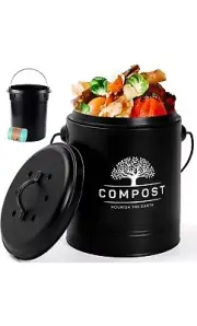 Perfnique Kitchen Compost Bin, 1.3 Gallon Countertop Compost Bin with Lid, In...