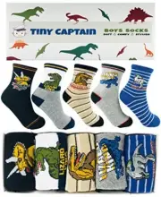 Boys and Girls Dinosaur Socks Ages 4-6 & 7-10 Year Old Crew 7-10 Years Green