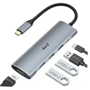 USB C Hub, USB C Dongle 4K60Hz Adapter, 5 IN 1 USB C Hub Multiport HDMI Grey