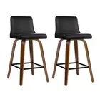 Artiss Black/Walnut Felipe Barstool 2 Pack 360 Degree Swivel Seat New