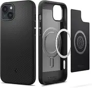 SPIGEN Mag Armor MagFit for iPhone 14 Plus Case, Compatible with MagSafe Magnetic Ring, Air Cushion Bumper Technology Slim TPU Textured Raised Edges Cover - Black