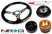 NRG 330 2.5" DP BK Wood CH Steering Wheel/130 Hub/2.0 RG Quick Release/Lock Matt