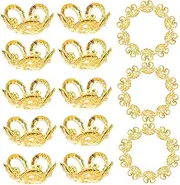 EXAOMBLE Metal Bead Caps for DIY Jewelry 100pcs Electroplated Flower Spacer Bead Caps