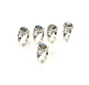 WHOLESALE 5PC 925 SOLID STERLING SILVER LABRADORITE RING LOT 1 y165