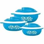 Casserole Hot Serve Plastic Casserole Set of 3 Pieces, Blue.