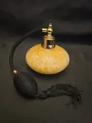 Perfume Bottle Atomizer Art Glass Gold White Speckle
