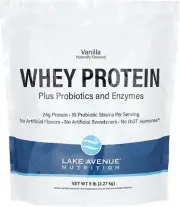 LAKE AVENUE Whey Protein + Probiotics WPC WPI , Vanilla, 5 lb (2.27 kg)