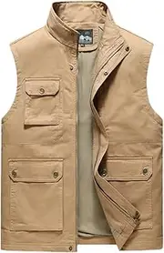 [Bciopll] Men Large Size Vest Cotton Male Sleeveless Comfortable Jackets Classic Multi-Pocket Waistcoats