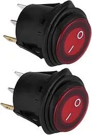 2pcs Red LED Light 12V/24V Universal 20A 3Pin Car Boat Round OnOff Rocker Toggle Switch for Auto Waterproof Black Red